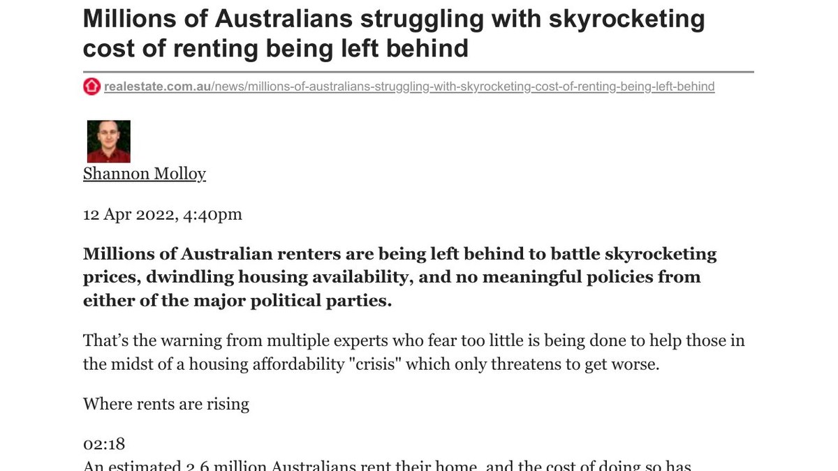 Millions of Aussies Battling Rising Cost Of Renting Being Left Behind