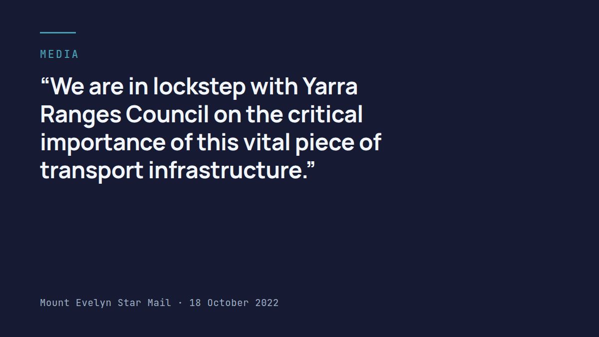 Future proofing Lilydale with desired infrastructure projects