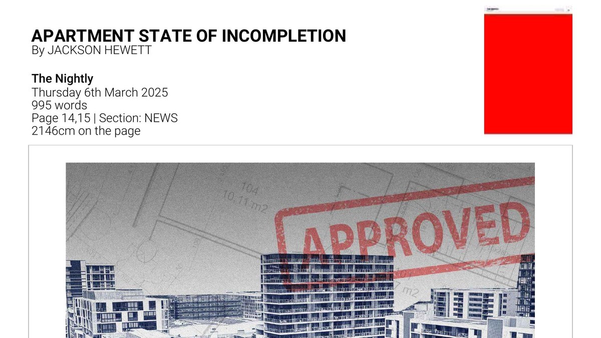 Apartment state of incompletion