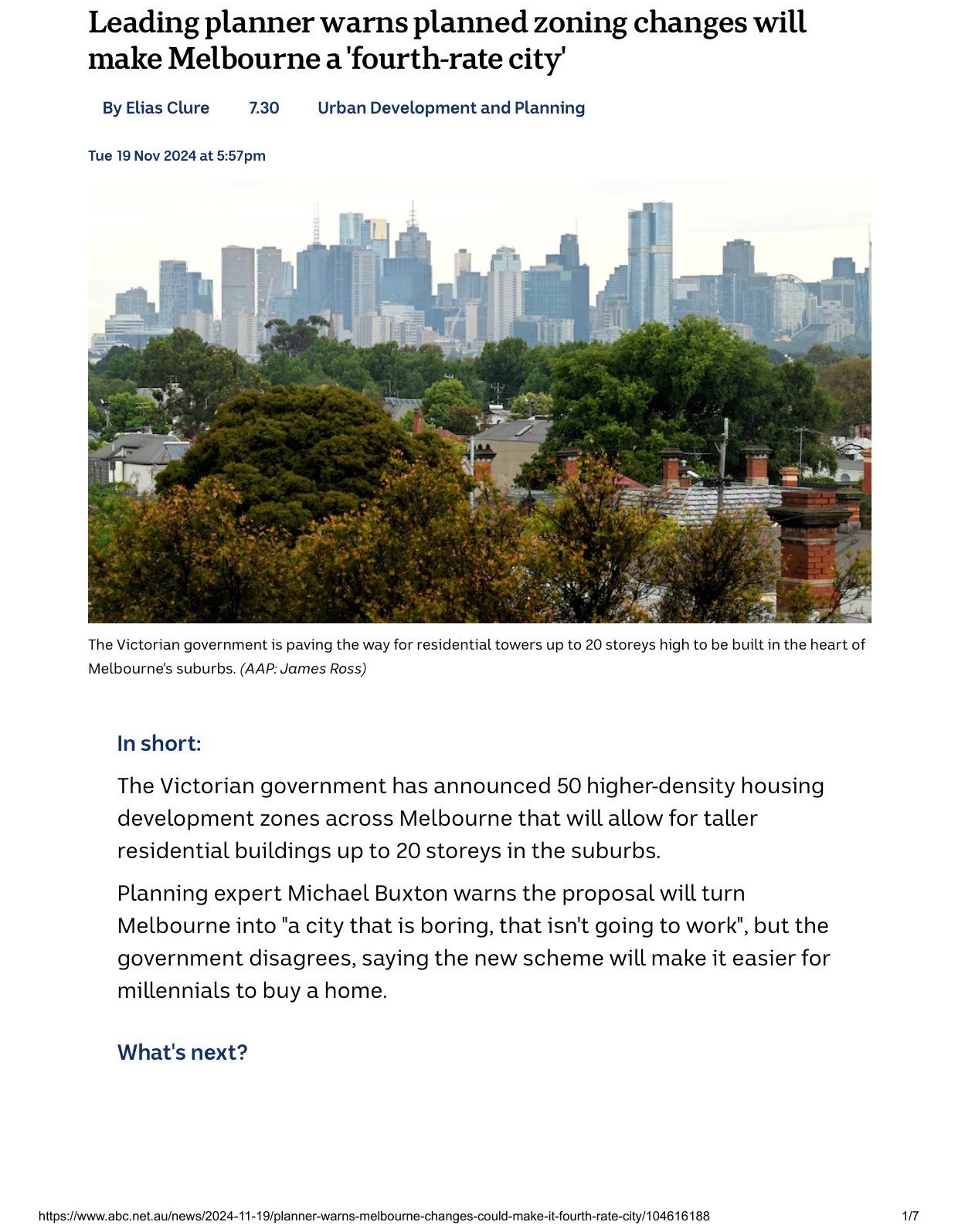 Leading planner warns planned zoning changes will make Melbourne a ‘fourth-rate city’
